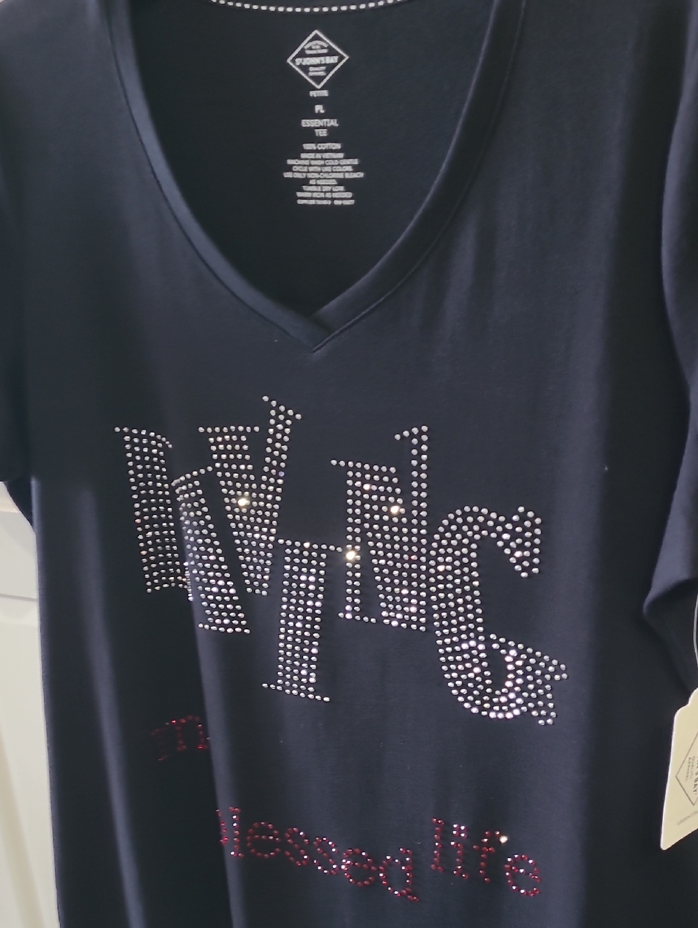 Rhinesstone Heat press 350 Degrees Living My Best Life.Black Tee Shirt P/ Large